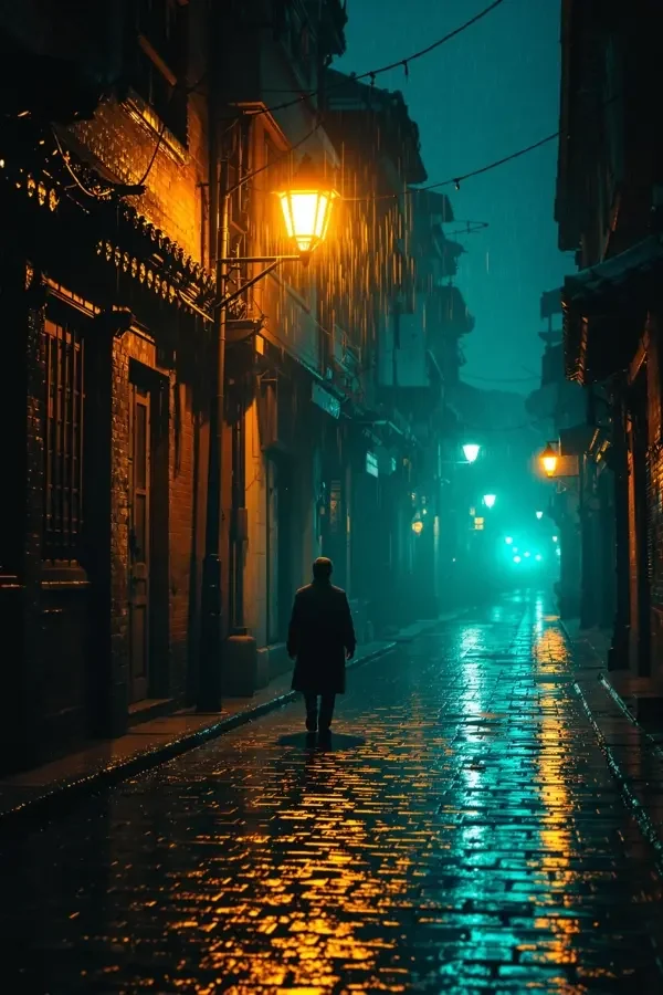 暗涌之城 - 短剧魔改在线在线观看 暗涌之城短剧封面:雨夜霓虹街道与背影