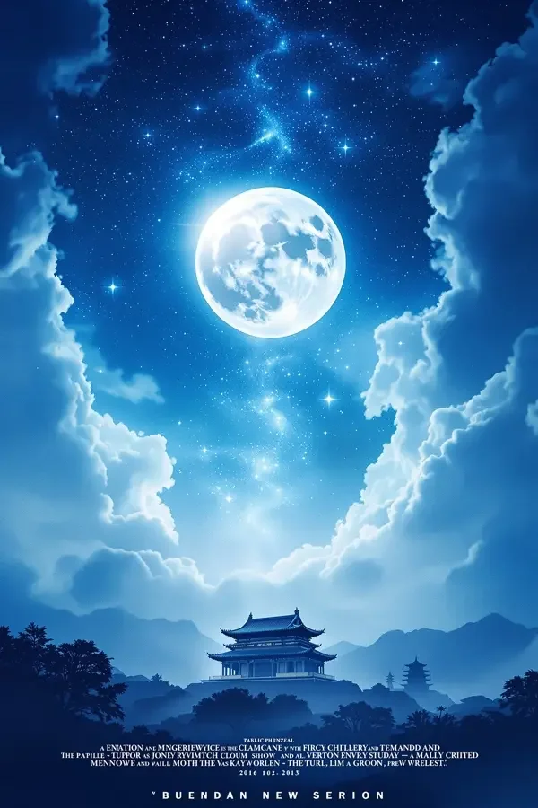 银月谜案 - 短剧魔改在线在线观看 银月谜案短剧封面:银月下的老城屋顶与斗篷身影